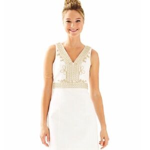 Lilly Pulitzer Aveline Shift Dress in White and Gold